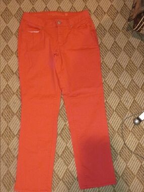 Red Straight-Leg Pants